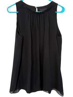 Hatch Maternity Black Sleeveless Pleated Neck Tank Size 1 (Small) Workwear